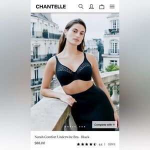 NWT Chantelle Norah Comfort Underwire Bra in Black (32C)